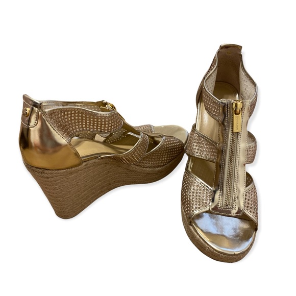 Michael Kors Gold Metallic Wedges Size 10M - Picture 3 of 7